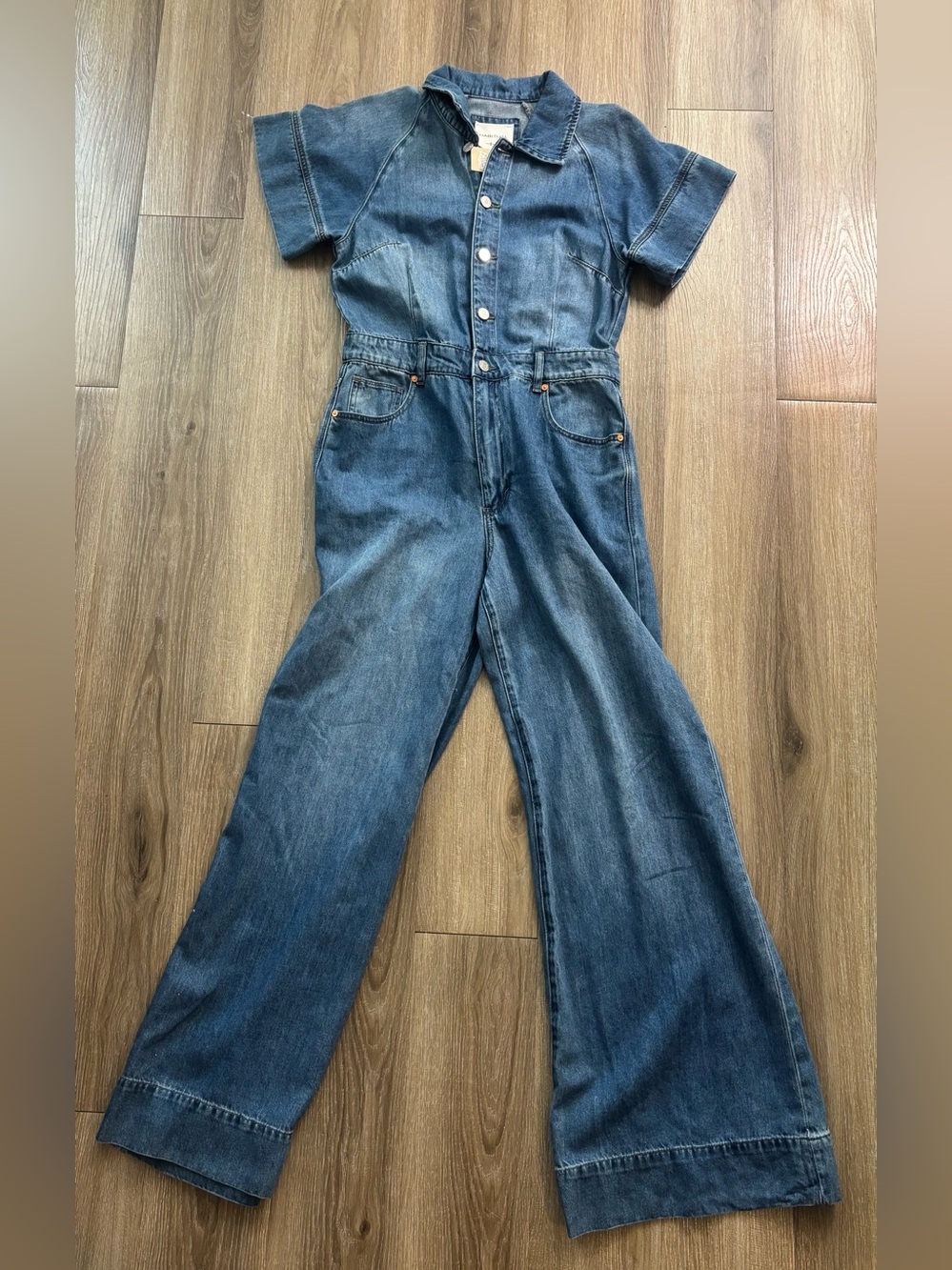 Habitual Blue Short-Sleeve Denim Jumpsuit